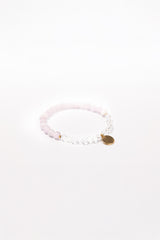 NUYU Armband „Beloved“ mit Kunzit und Bergkristall, steht für Klarheit, Intuition, Zärtlichkeit, Harmonie, elastisches Band